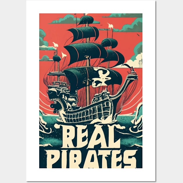 Pirates Ship Sailing Through The Deep Oceans Wall Art by Abeer Ahmad